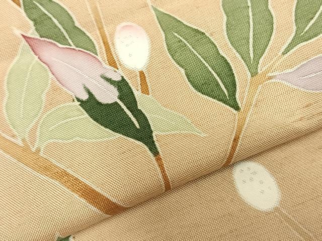 平和屋着物▽本加賀友禅作家 成竹登茂男 訪問着 単衣 白山紬地 枝花文 ますいわ屋扱い 正絹 逸品 AABC4018fy