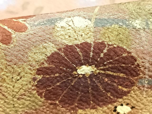 平和屋着物▽訪問着 単衣 手描き 草花文 暈し染め 金銀彩 正絹 逸品 AABC4019fy