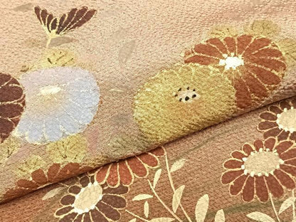 平和屋着物▽訪問着 単衣 手描き 草花文 暈し染め 金銀彩 正絹 逸品 AABC4019fy