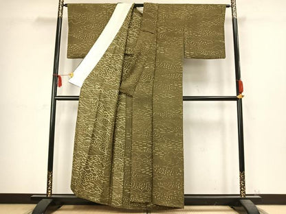 平和屋着物▽上質な小紋　単衣　風景文　正絹　逸品　AABC4021fy
