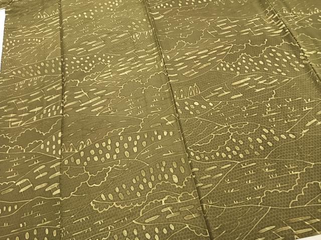 平和屋着物▽上質な小紋　単衣　風景文　正絹　逸品　AABC4021fy