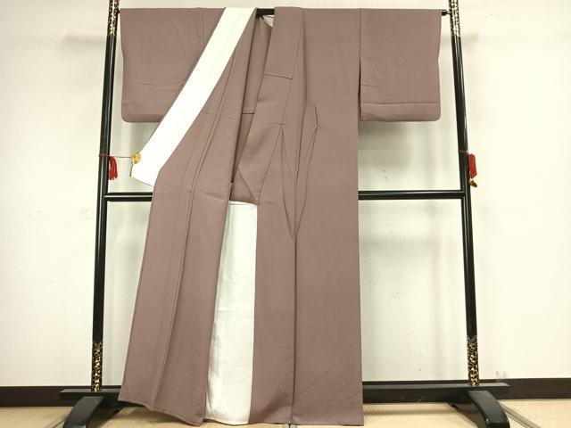 平和屋着物▽上質な色無地 単衣 鳩羽鼠色 正絹 逸品 AABC4022fy