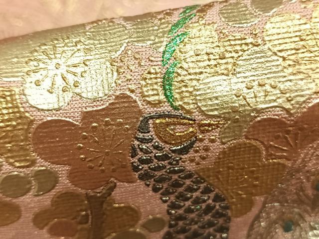 平和屋着物▽訪問着 単衣 孔雀花文 暈し染め 金銀彩 正絹 逸品 AABC4023fy