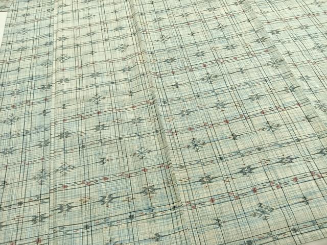 平和屋着物▽上質な紬 単衣 絣柄 正絹 逸品 AABC4029fy