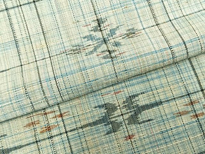 平和屋着物▽上質な紬 単衣 絣柄 正絹 逸品 AABC4029fy