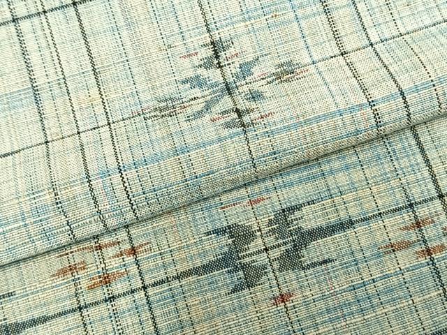 平和屋着物▽上質な紬 単衣 絣柄 正絹 逸品 AABC4029fy
