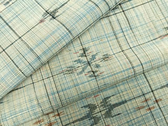 平和屋着物▽上質な紬 単衣 絣柄 正絹 逸品 AABC4029fy