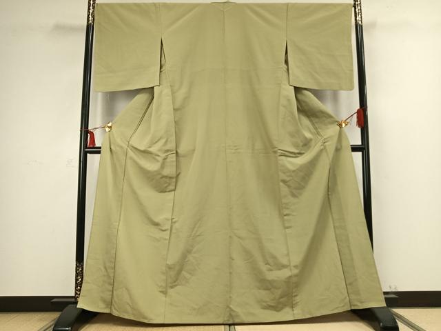 平和屋着物▽上質な色無地 単衣 若菜色 正絹 逸品 未使用 AABC4031fy