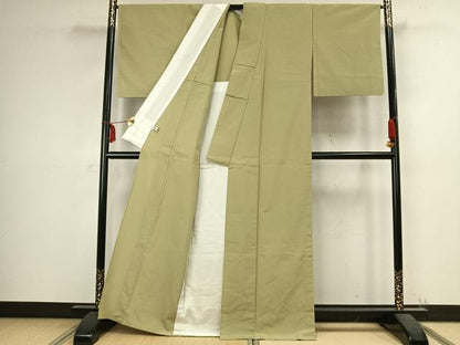 平和屋着物▽上質な色無地 単衣 若菜色 正絹 逸品 未使用 AABC4031fy