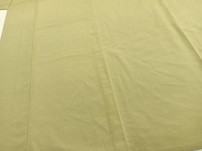平和屋着物▽上質な色無地 単衣 若菜色 正絹 逸品 未使用 AABC4031fy