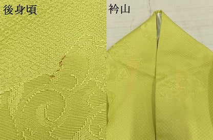 平和屋着物▽上質な色無地 単衣 若苗色 正絹 逸品 AABC4032fy