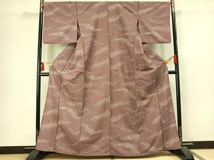 平和屋着物▽小紋　単衣　舞桜文　洗える着物　AABC4035fy
