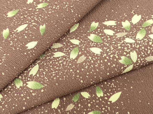 平和屋着物▽小紋　単衣　舞桜文　洗える着物　AABC4035fy