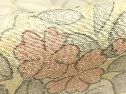 平和屋着物▽上質な紬 単衣 草花文 正絹 逸品 AABC4036fy