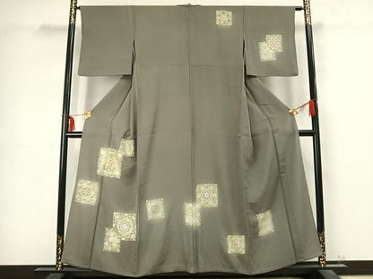 平和屋着物▽訪問着 単衣 吉祥花文 暈し染め 金彩 正絹 逸品 AABC4037fy