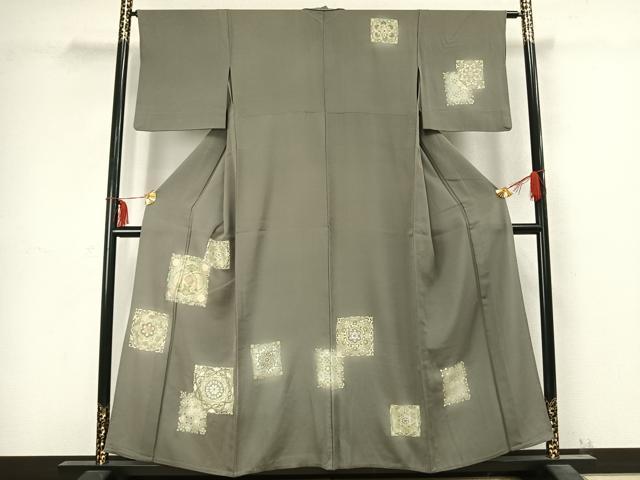 平和屋着物▽訪問着 単衣 吉祥花文 暈し染め 金彩 正絹 逸品 AABC4037fy