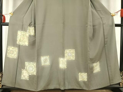 平和屋着物▽訪問着 単衣 吉祥花文 暈し染め 金彩 正絹 逸品 AABC4037fy