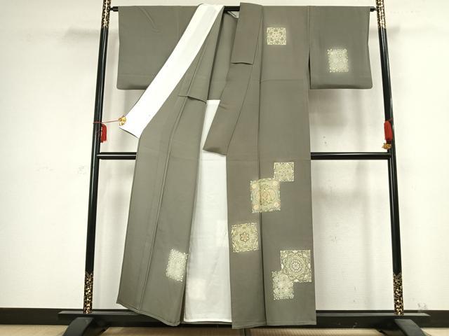 平和屋着物▽訪問着 単衣 吉祥花文 暈し染め 金彩 正絹 逸品 AABC4037fy