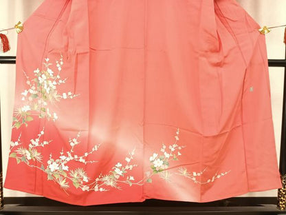 平和屋着物▽訪問着 単衣 作家物 枝花文 暈し染め 正絹 逸品 AABC4039fy