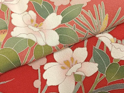 平和屋着物▽訪問着 単衣 作家物 枝花文 暈し染め 正絹 逸品 AABC4039fy
