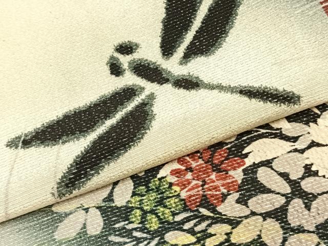平和屋着物＊夏物 アンティーク 大正ロマン 小紋 草花文 勝虫 正絹 逸品 AABC4040fy