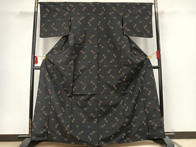 平和屋着物▽上質な紬 単衣 琉球絣 正絹 逸品 未使用 AABC4042fy