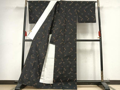 平和屋着物▽上質な紬 単衣 琉球絣 正絹 逸品 未使用 AABC4042fy