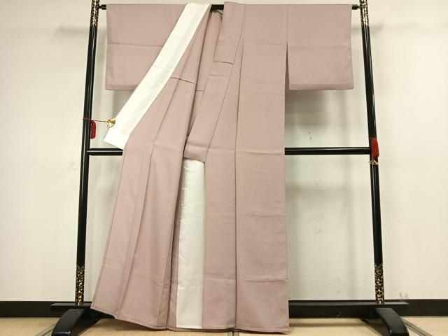 平和屋着物▽色無地 単衣 灰桜色 洗える着物 AABC4044fy