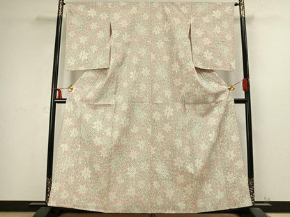 平和屋着物▽本塩沢 単衣 楓尽くし 正絹 逸品 AABC4047fy