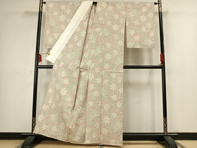 平和屋着物▽本塩沢 単衣 楓尽くし 正絹 逸品 AABC4047fy