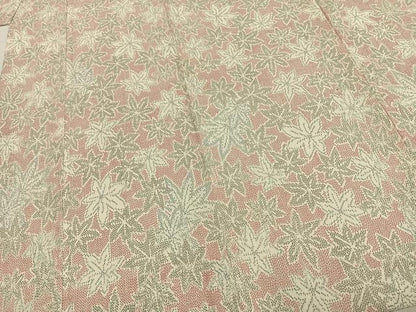 平和屋着物▽本塩沢 単衣 楓尽くし 正絹 逸品 AABC4047fy