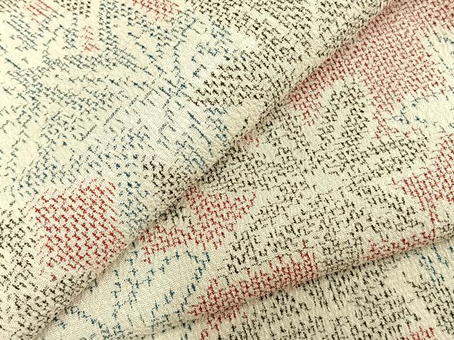 平和屋着物▽本塩沢 単衣 楓尽くし 正絹 逸品 AABC4047fy