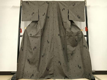 平和屋着物▽本塩沢 単衣 140亀甲 抽象文様 さが美扱い 正絹 逸品 AABC4049fy