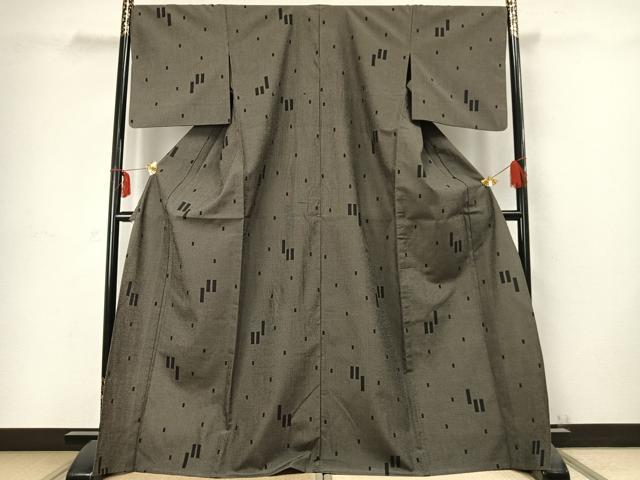 平和屋着物▽本塩沢 単衣 140亀甲 抽象文様 さが美扱い 正絹 逸品 AABC4049fy