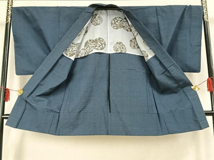 平和屋着物▽男性 紬 単衣 アンサンブル 霞文 正絹 逸品 AABC4052fy