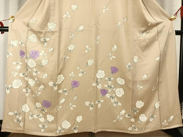 平和屋着物▽訪問着 単衣 薔薇 正絹 逸品 AABC4058fy