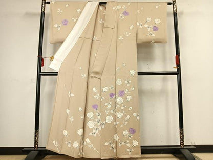 平和屋着物▽訪問着 単衣 薔薇 正絹 逸品 AABC4058fy