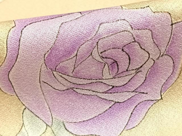 平和屋着物▽訪問着 単衣 薔薇 正絹 逸品 AABC4058fy