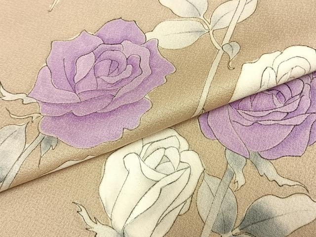 平和屋着物▽訪問着 単衣 薔薇 正絹 逸品 AABC4058fy