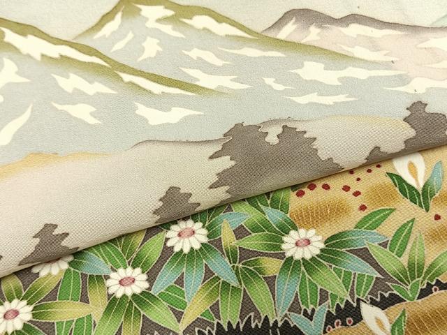 平和屋着物▽訪問着 単衣 友禅 作家物 風景花文 正絹 逸品 AABC4060fy