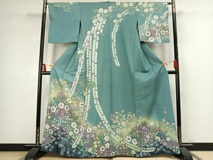 平和屋着物▽吉乃一廉　幻の辻が花　訪問着　単衣　銀通し地　正絹　逸品　AABC4061fy