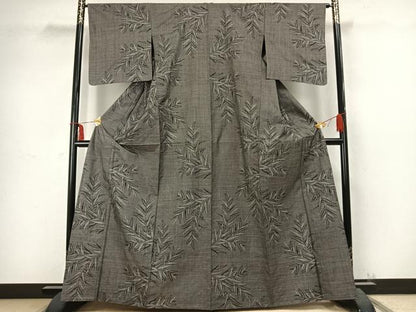 平和屋着物▽本場大島紬 単衣 7マルキ 笹葉文 正絹 逸品 AABC4062fy