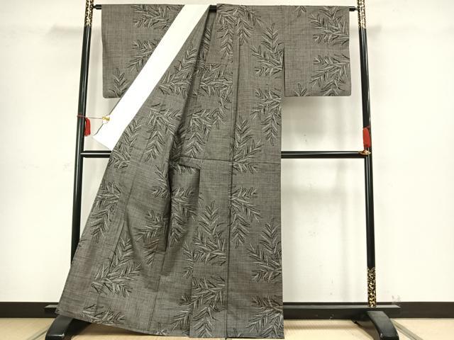 平和屋着物▽本場大島紬 単衣 7マルキ 笹葉文 正絹 逸品 AABC4062fy