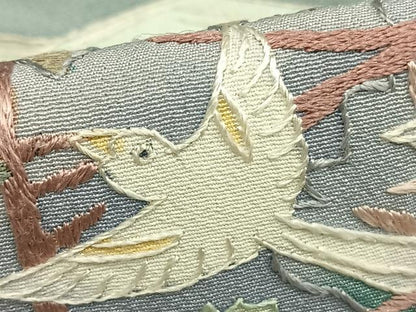 平和屋着物▽豪華色留袖 単衣 総刺繍 花鳥文 正絹 逸品 AABC4065fy