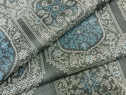 平和屋着物▽上質な紬 単衣 吉祥花文 正絹 逸品 AABC4066fy