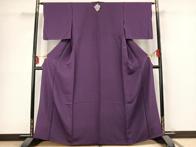 平和屋着物▽上質な色無地 単衣 茄子紺色 正絹 逸品 未使用 AABC4067fy