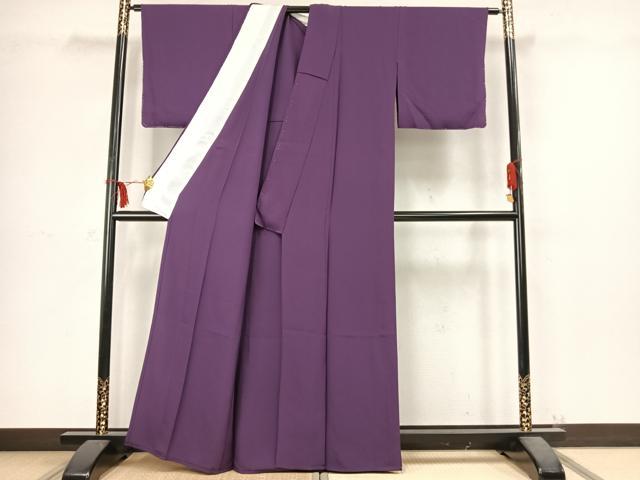 平和屋着物▽上質な色無地 単衣 茄子紺色 正絹 逸品 未使用 AABC4067fy