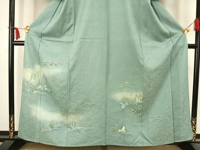 平和屋着物▽訪問着 単衣 草花文 暈し染め 金彩 正絹 逸品 AABC4068fy