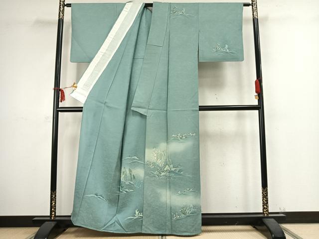 平和屋着物▽訪問着 単衣 草花文 暈し染め 金彩 正絹 逸品 AABC4068fy