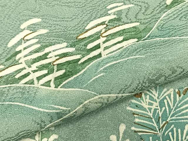 平和屋着物▽訪問着 単衣 草花文 暈し染め 金彩 正絹 逸品 AABC4068fy